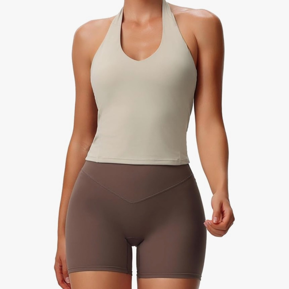 Women's Cream Halter Tank Top